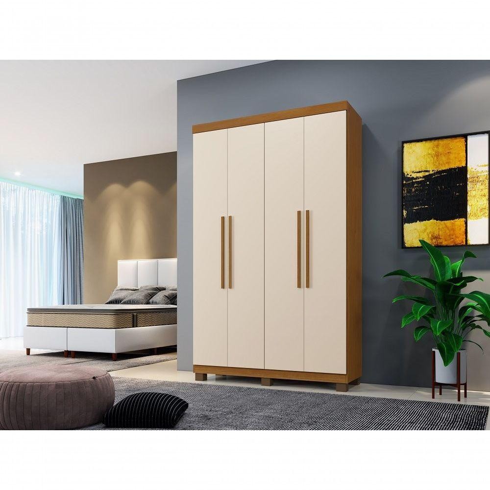 Roupeiro Milão 4 Portas 3 Gavetas Benetil Cinamomo/off White - Home & Living