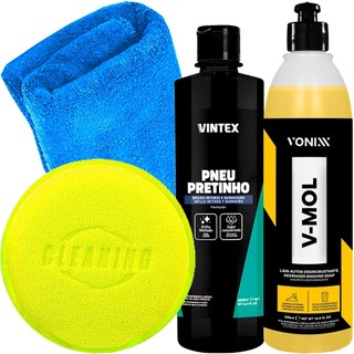 Kit Shampoo Automotivo V-Mol Vonixx Limpeza Pesada e Pretinho Vintex 500ml Acessórios Karbox em Oferta na Shopee