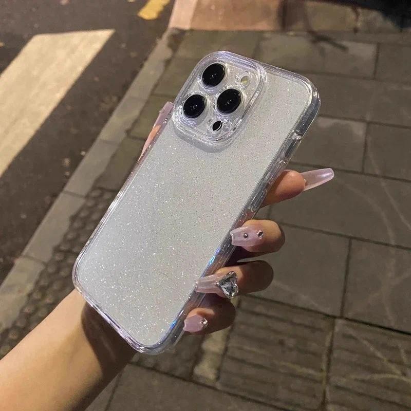 Capa De Telefone Transparente Com Glitter Macio Para iPhone 11 12 13 14 15 16 Pro Max Plus À Prova De Choque De Silicone — imagem 2 de 2