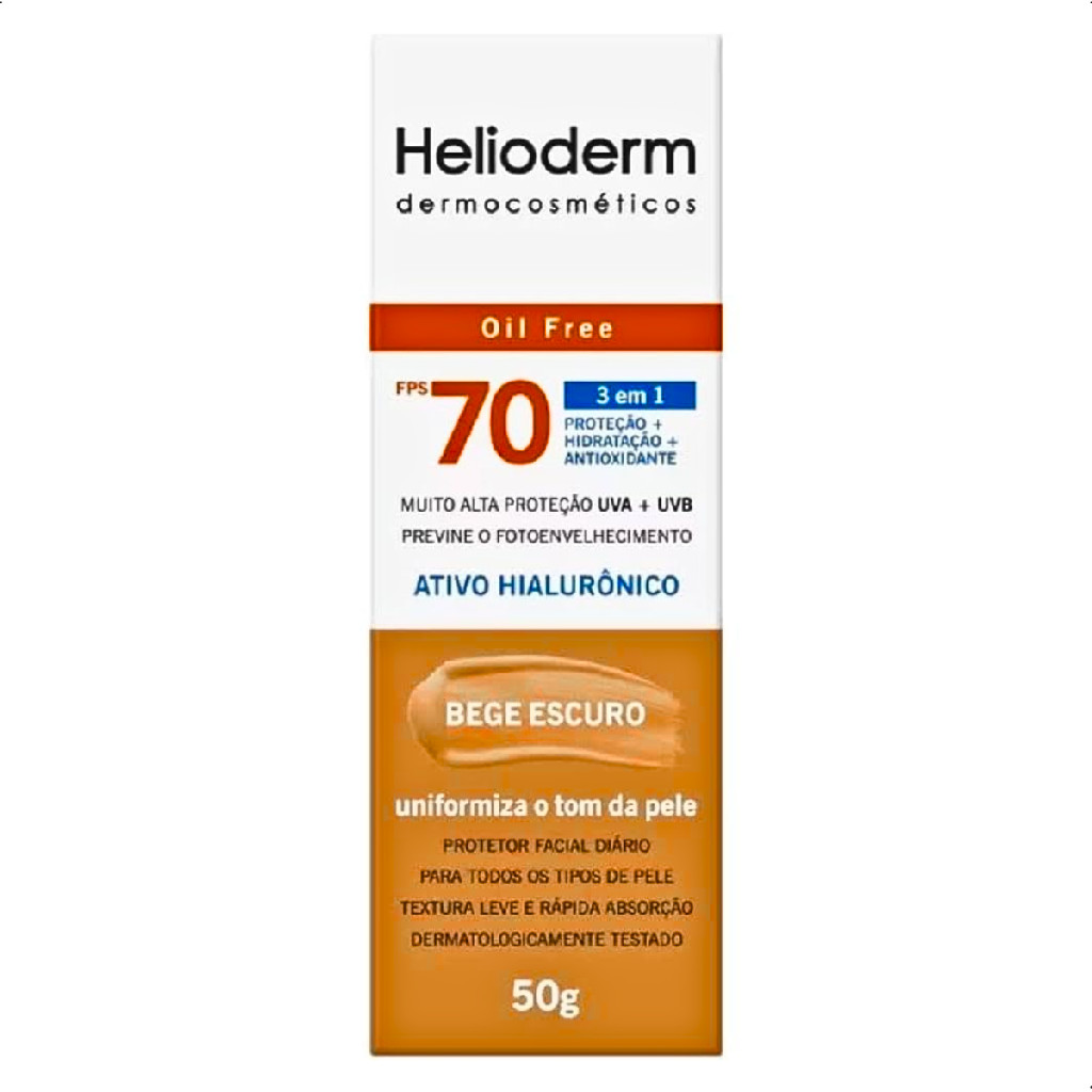 Protetor Solar Facial FPS 70 Bege Escuro 50g Helioderm