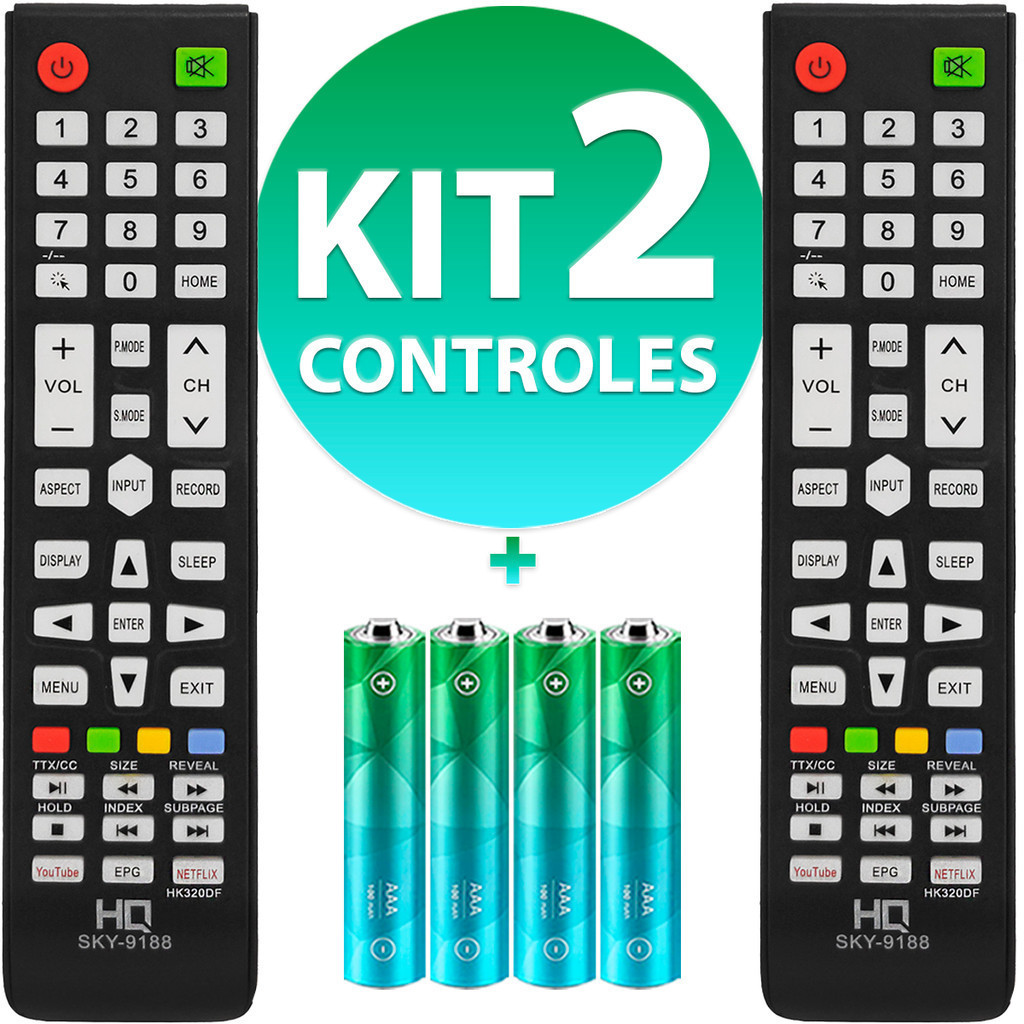Kit Controle Remoto Compatível Com Tv HQ Led tv32hd 32 39 43 em Oferta na Shopee