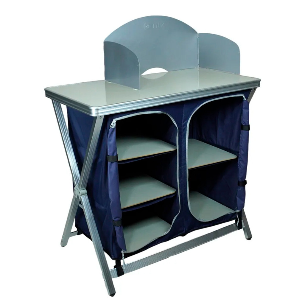 Mesa Cucina Dobrável Pescaria com Estrutura Alumínio e Tampo MDF 90x49x1,11m Azul - NTK em Oferta na Shopee