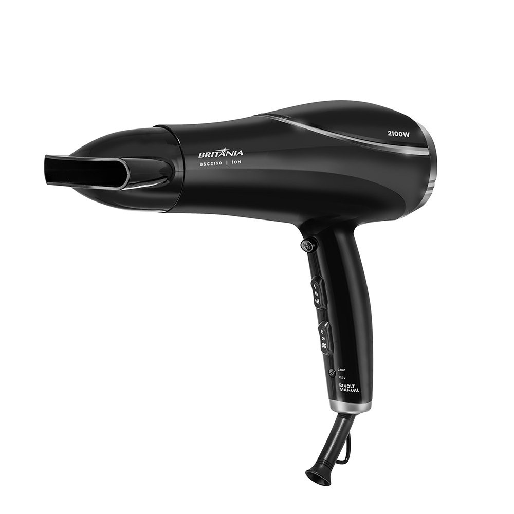 Secador de Cabelo Britânia BSC2150 | Com 2 Velocidades, 3 Temperaturas, 2100W, Preto, Bivolt em Oferta na Shopee