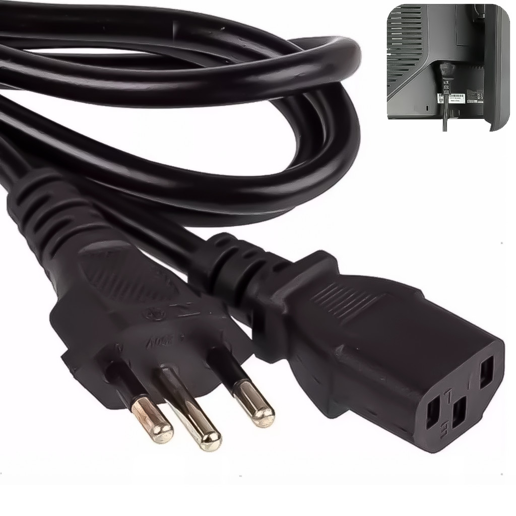 Cabo de Força Tripolar P/ Fonte Pc Monitor Padrão Inmetro - Atx 1.5M em Oferta na Shopee