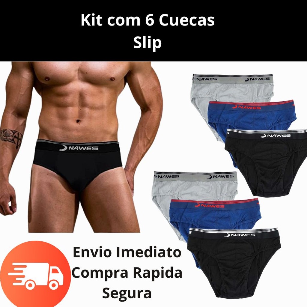 Kit 6 Cuecas Slip Masculinas - Algodão Puro e Conforto Garantido