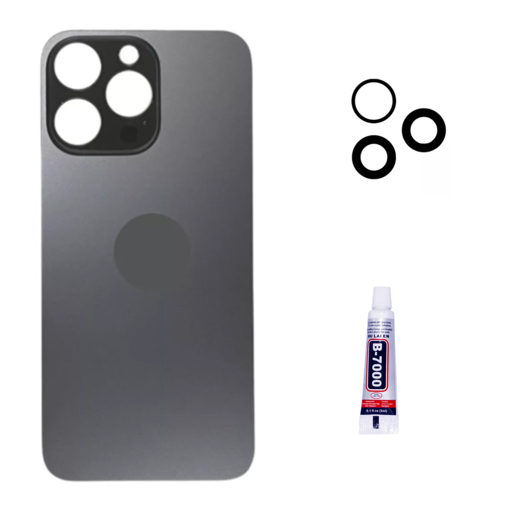 Tampa Traseira De Vidro Para iPhone 16 Pro Max Preto + Cola 3ml + Lente