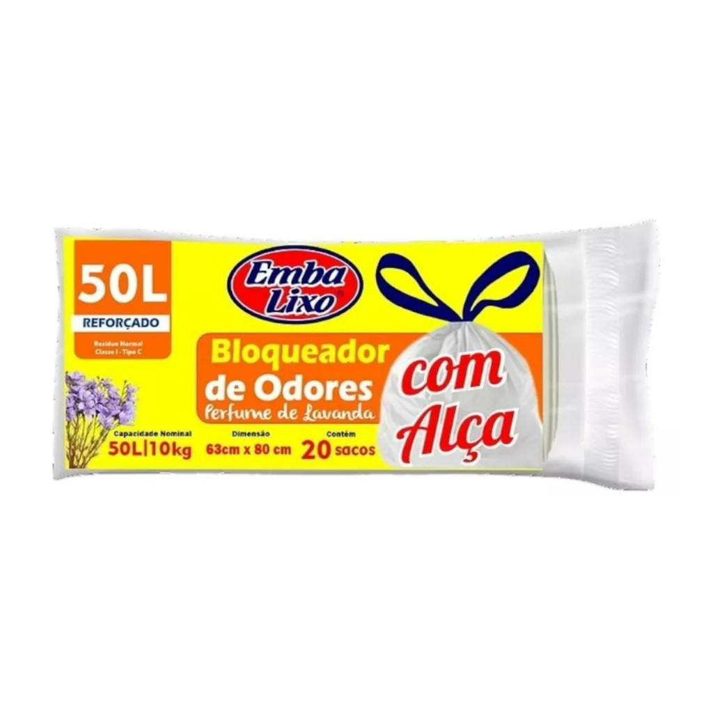 Kit 3 Saco de Lixo Com Alça Bloqueador de Odor Lavanda 50L em Oferta na Shopee