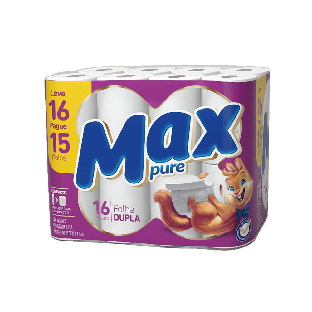 Papel Higiênico 16 unidades Max Pure - Maciez e Sustentabilidade - Home & Living