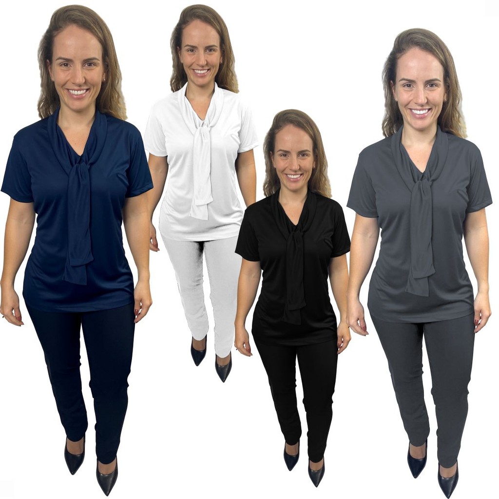 Baby Look Gola Lenço Uniforme Administrativo Escritório Secretaria Atendente