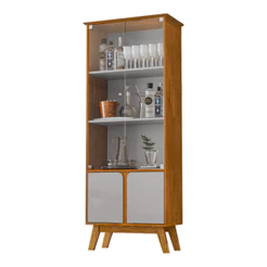 Cristaleira 4 Portas Madri Naturalle com Off White Bechara