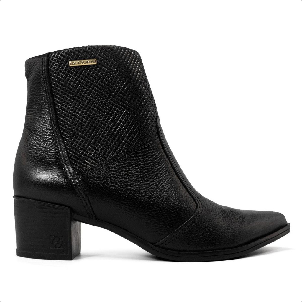 Bota Pegada Feminina Em Couro Salto Bloco 280502 em Oferta na Shopee