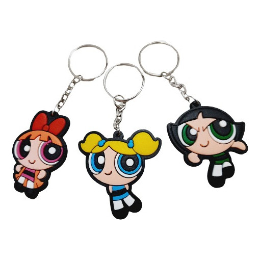 3 Chaveiros Emborrachado Meninas Super Poderosas Lembrancinha