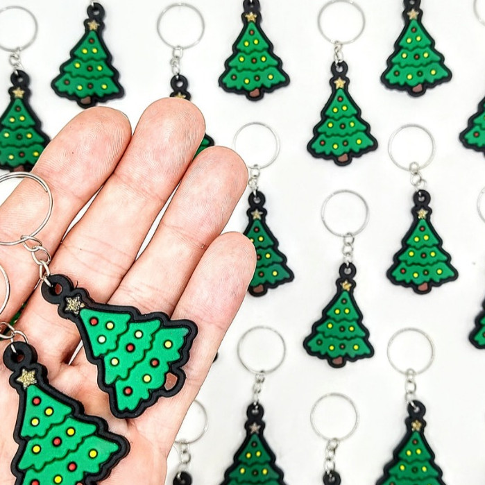 Lembrancinha Arvore Natal 10un Chaveiro Emborrachado Festa Fim de Ano Familia Reunida Àrvore