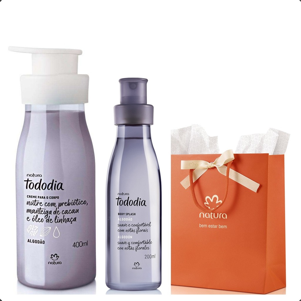 Kit Presente Natura Tododia Algodão – Creme Hidratante + Body Splash + Sacola