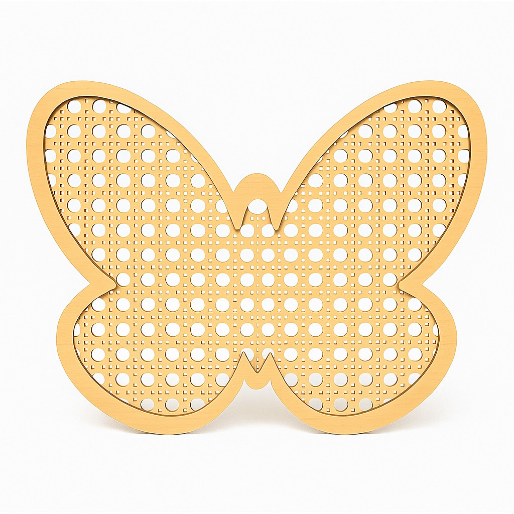 Borboleta em mdf Formato de Palhinha Indiana madeira jardim flores sol butterfly quarto bebe menina  montessori nordico