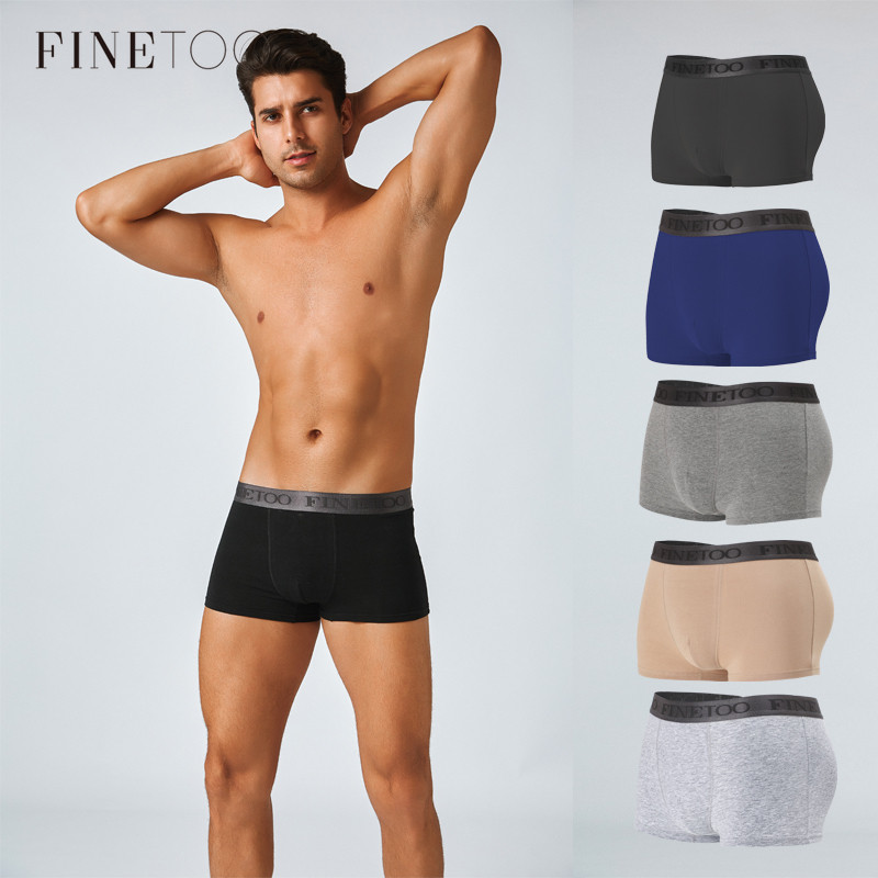 FINETOO Roupa Íntima Boxer De Algodão Para Homens , Respirável , Confortável , Absorvente , Calcinha Antibacteriana S-XX