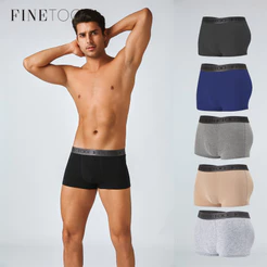 FINETOO Roupa Íntima Boxer De Algodão Para Homens , Respirável , Confortável , Absorvente , Calcinha Antibacteriana S-XX