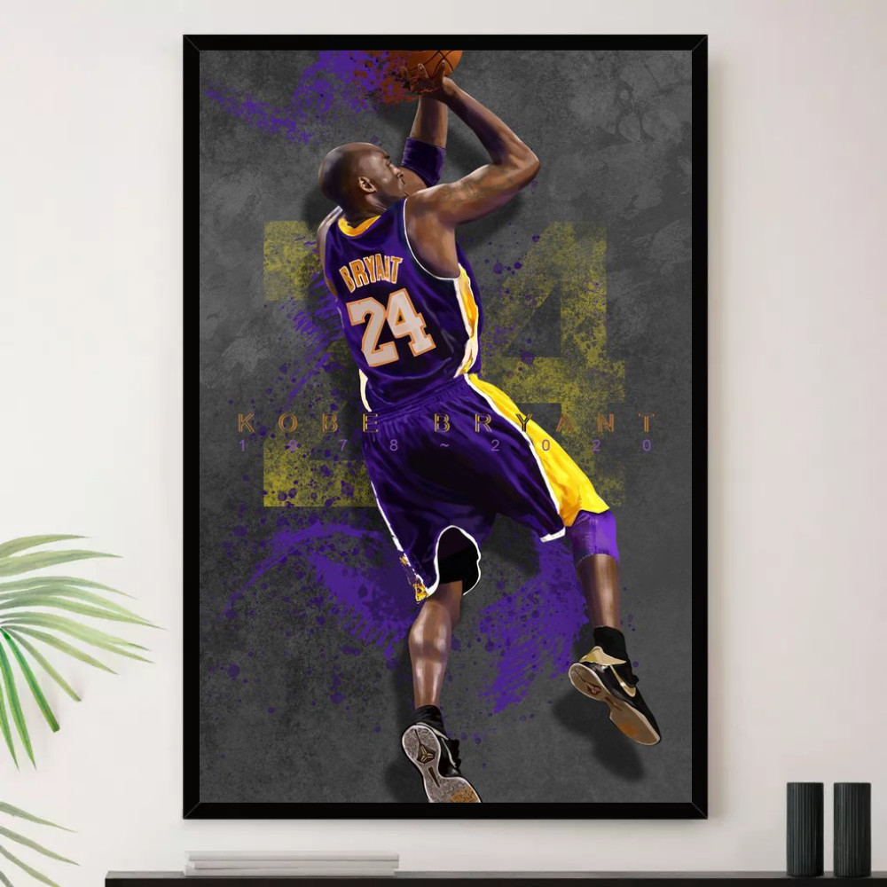 Quadro Kobe Bryant Arte Cesta Basquete Decorativo A4 23x33cm