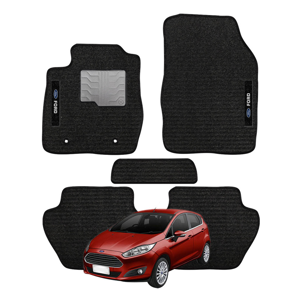 Kit de tapetes 5 peças específico New Fiesta 2010 11 12 2013 Carpete Preto