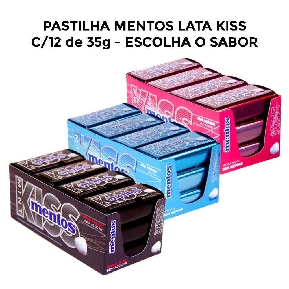 Pastilha Mentos Lata Kiss Escolha o Sabor c/12 de 35g - Perfetti