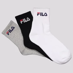 Kit Meia Fila 3 Pares Cano Médio Cinza Branca e Pr