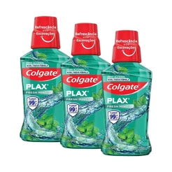 Kit Enxaguante Bucal Colgate Plax Fresh Mint 250ml com 3 unidades