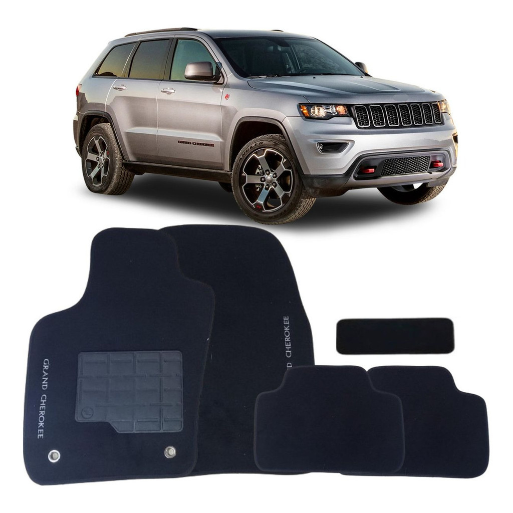 Kit de tapetes 5 peças específico Cherokee 2014 15 16 ... 19 20 2021 Carpete Preto