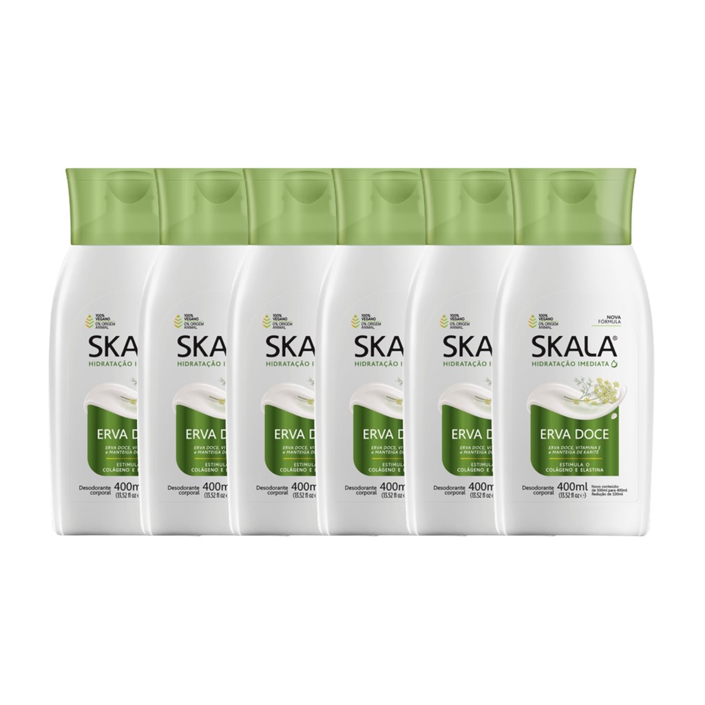 Kit 6 Loção Creme Hidratante Corporal Erva Doce Vegano Skala em Oferta na Shopee