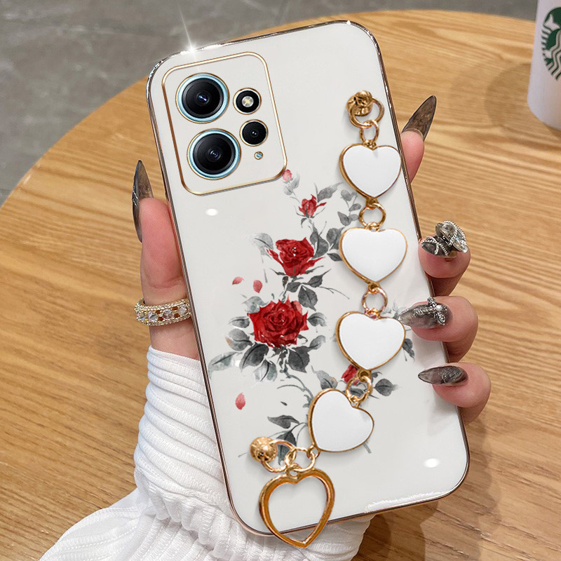 Capa Para Xiaomi Redmi Note 12S 12 Pro Plus 4G 5G Turbo Poco X5 5G F5 Red Rose Galvanoplastia De Telefone Anti-Queda Com em Oferta na Shopee