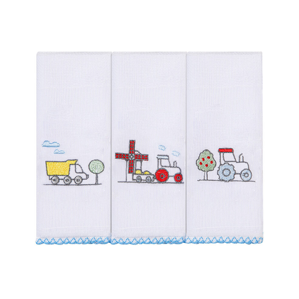 Kit Pano De Boca Bordados Papi Trator - 3 Peças