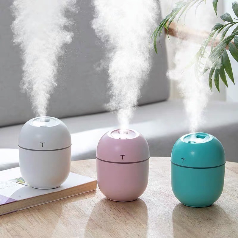 Mini umidificador portátil USB com LED para aromaterapia em formato de ovo e função de aromaterapia.