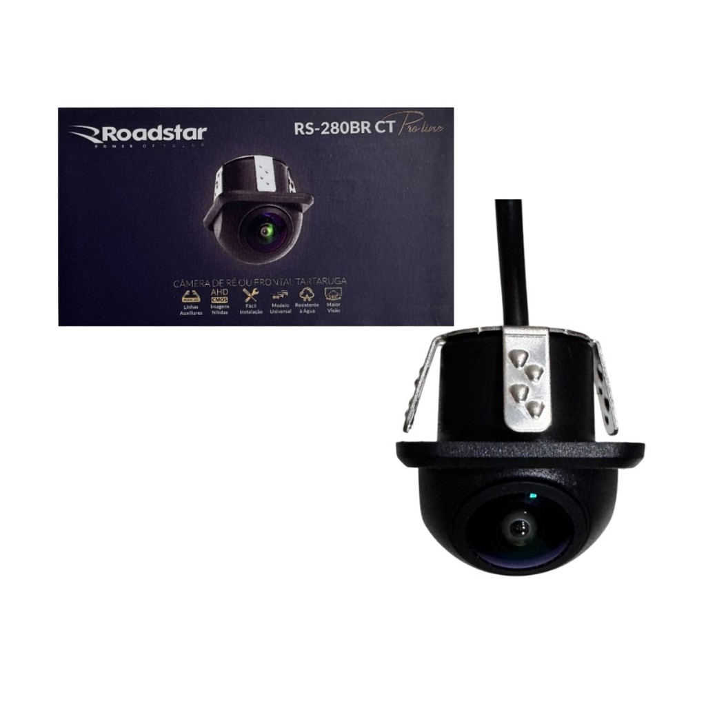 Câmera de Ré Frontal Fixação Tartaruga 180º Graus Visão Lente Vidro Universal 12v Carros Automotivo