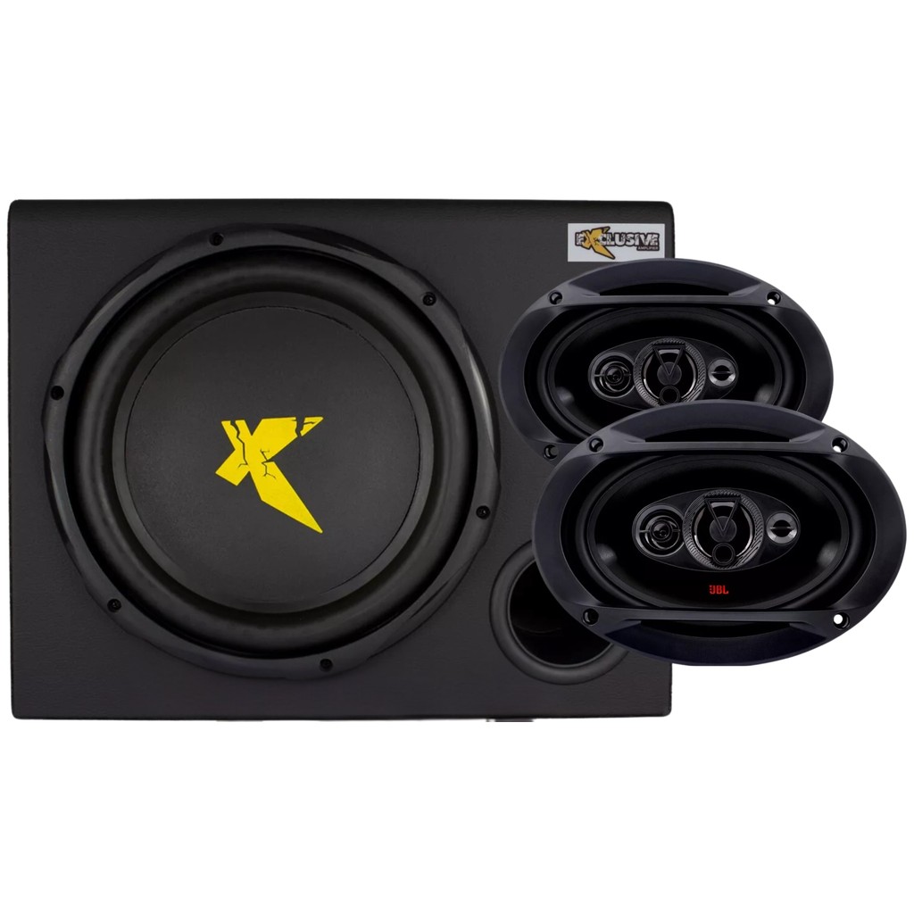 KIT Caixa 2 Saída Amplificada Exclusive 12 Polegadas +Alto Falante Jbl Flex 6x9 620w
