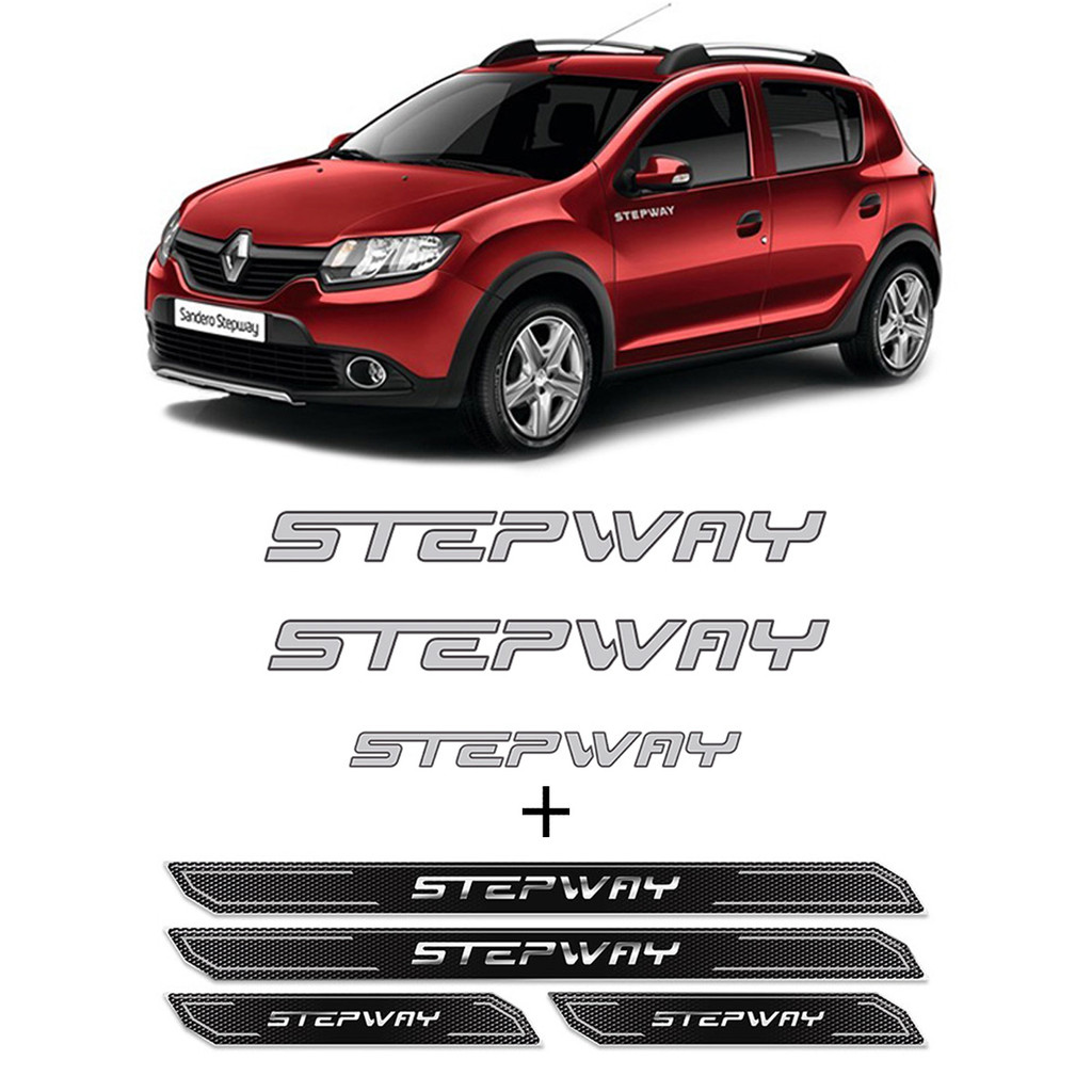 Kit Sandero Stepway Adesivos Cinza 2012 + Soleira Da Porta em Oferta na Shopee