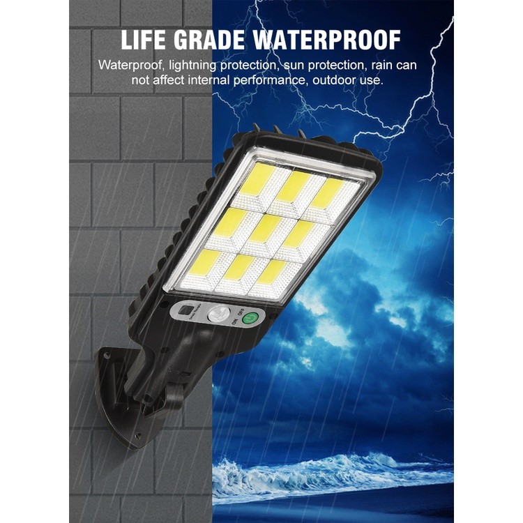 Luminária Solar Parede 108 COB Carregar LED Luz Branco frio Prova D'Água Sensor Presença 3 funções