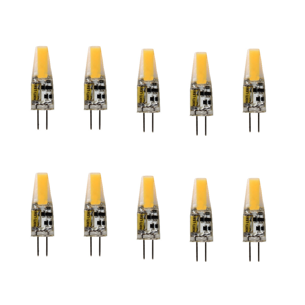 Kit 10 Lampada LED Bipino G4 2w Lustres Luminárias 12V 110v 220v Branco Quente F