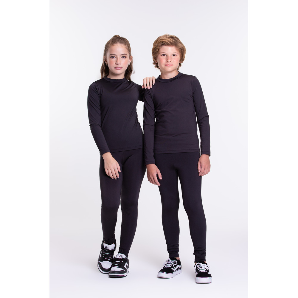 Conjunto Roupa Térmica Peluciada Blusa e Calça Segunda Pele Infantil Juvenil Unissex Tamanho 2 ao 14