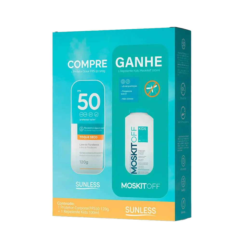 Kit Sunless Protetor Solar FPS50 120g + Repelente Kids Moskitoff 100ml