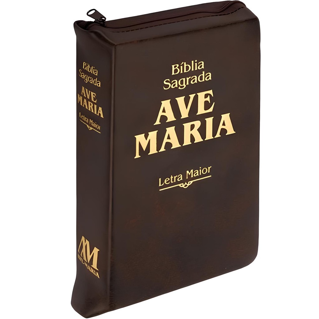 Bíblia Sagrada Católica Ave Maria - Letra Maior Ziper - Marrom