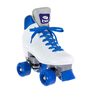 Patins Quad Retrô Basic Branco & Azul Bel em Oferta na Shopee