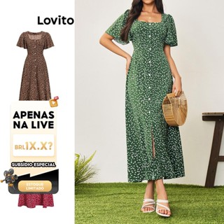 (LIVE STREAM SALE) Lovito Casual Vestido Feminino Floral com Zíper LBA05180 (Multicolorido) em Oferta na Shopee