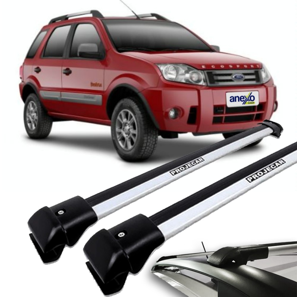Rack de Teto Ecosport 2010 a 2012 Projecar TS-2006 Travessa Longarina Slim Prata Par