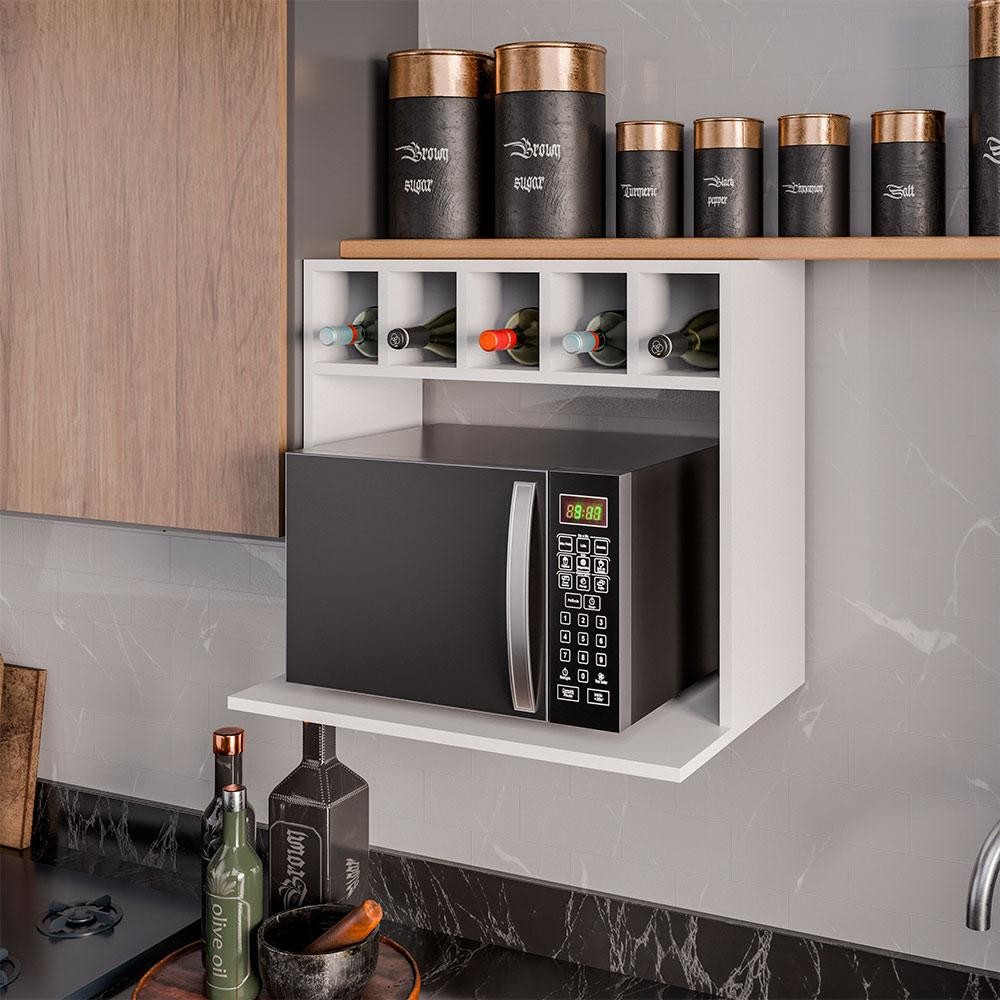 Suporte Suspenso Canea com nicho MDP/BP para Micro-ondas Branco G96 - Gran Belo em Oferta na Shopee