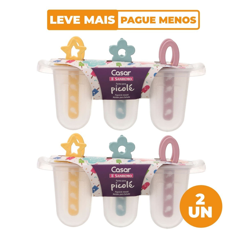 Kit 2 Formas Picolé Plástica Colorida Casar Sanremo em Oferta na Shopee