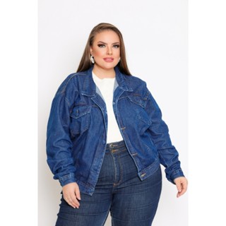 CHIC ROSA  Jaqueta Jeans Feminina plus size Botão Encapado Tendência Da Moda Novo em Oferta na Shopee