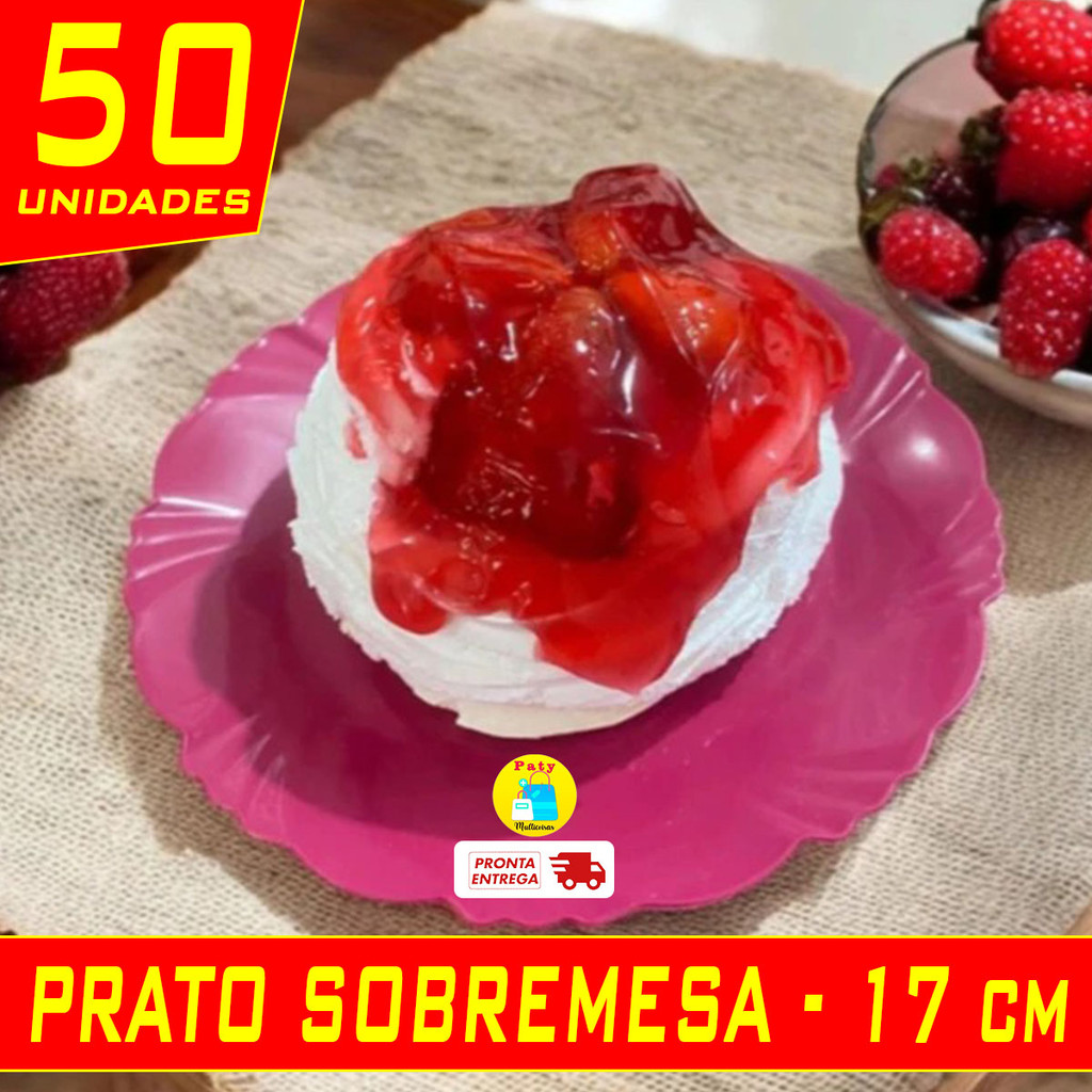 Kit 10 a 50 Pratos sobremesa de plástico 17cm redondo petala churrasco festa em Oferta na Shopee