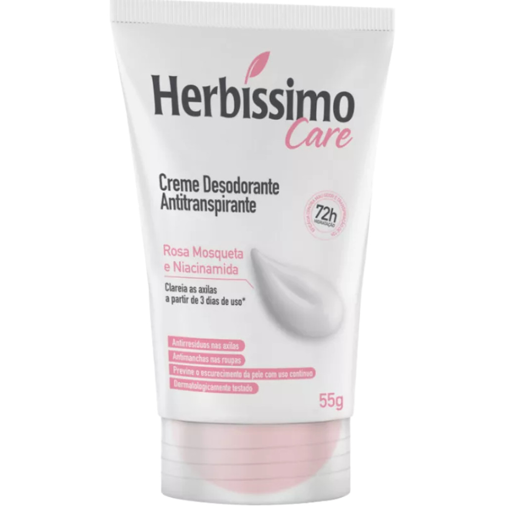 Desodorante em Creme Herbíssimo Antitranspirante Rosa Mosqueta e Niacinamida 55g