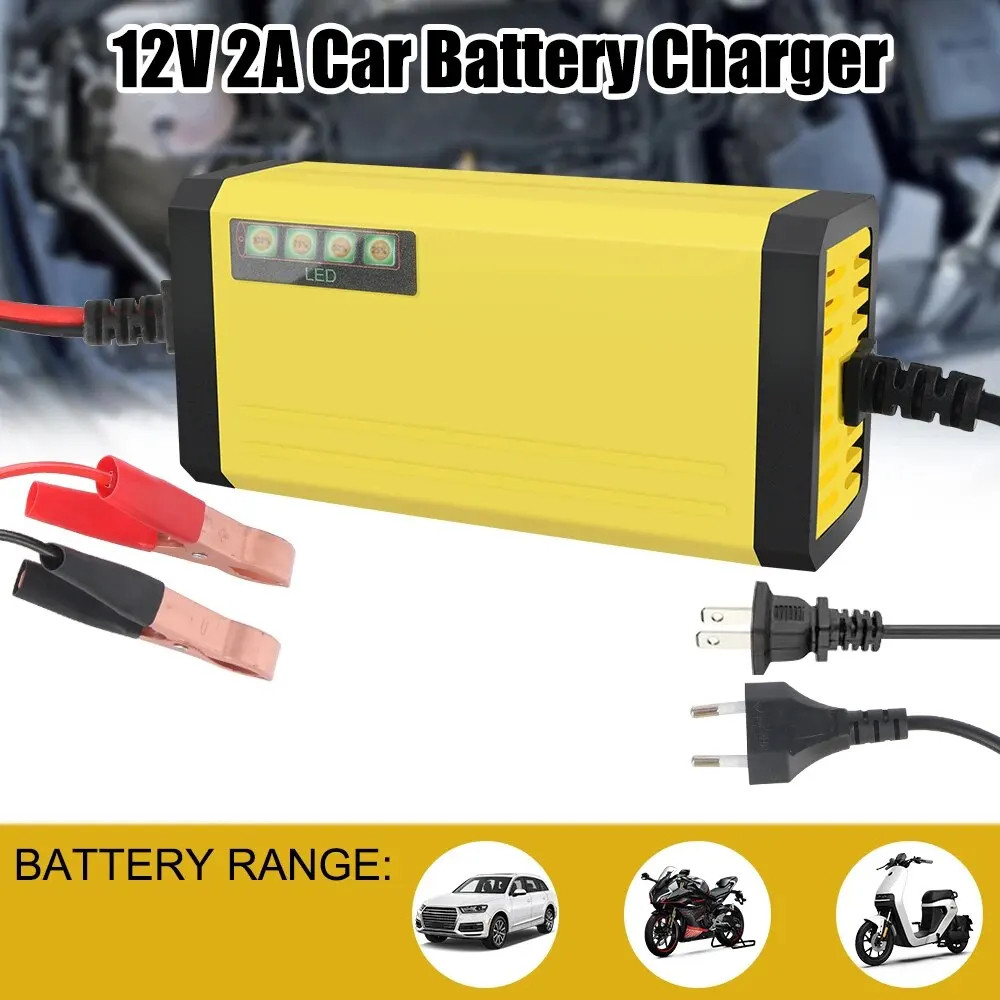Carregador bateria carro 12v automotivo moto inteligente portátil carga lenta display digital envio rápido
