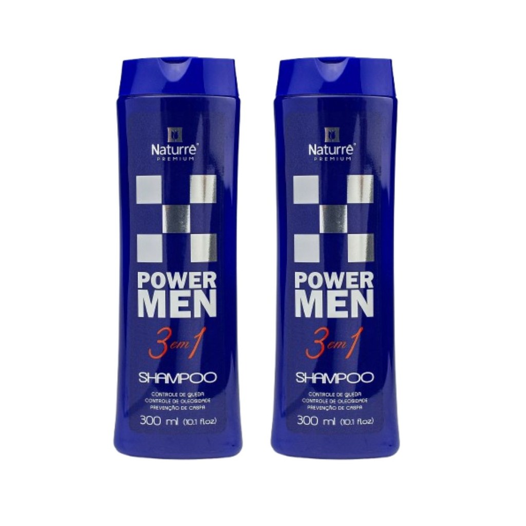 kit com 2 Shampoo Power Men Naturrê 300ml – Força e Controle