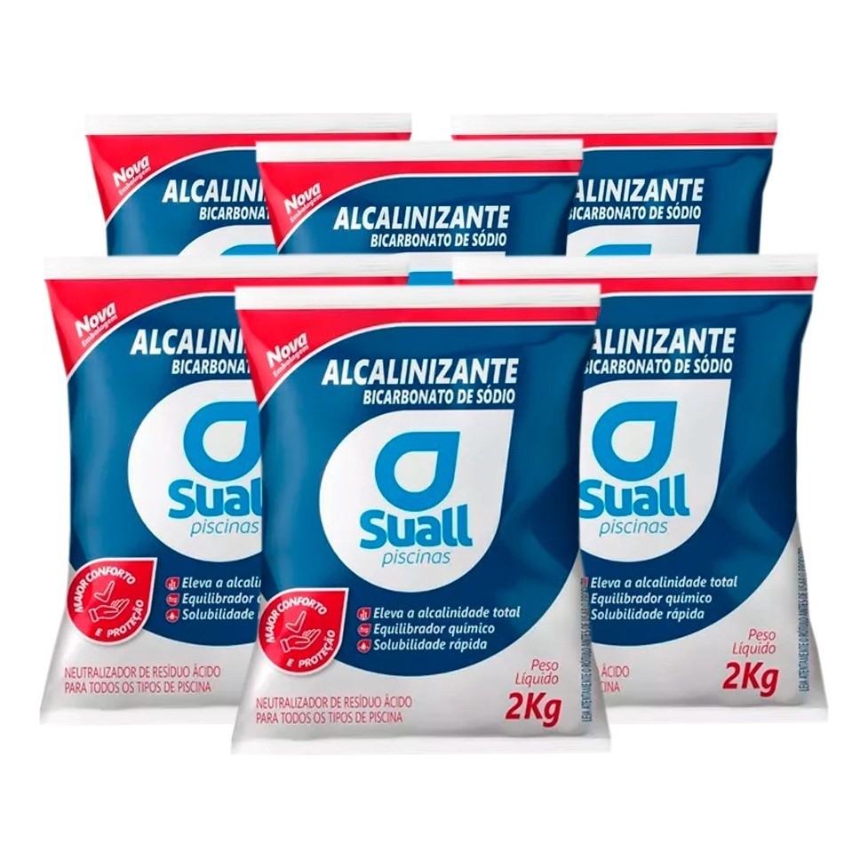 Kit 06 Alcalinizante Elevador Alcalinidade Piscina Suall 2kg